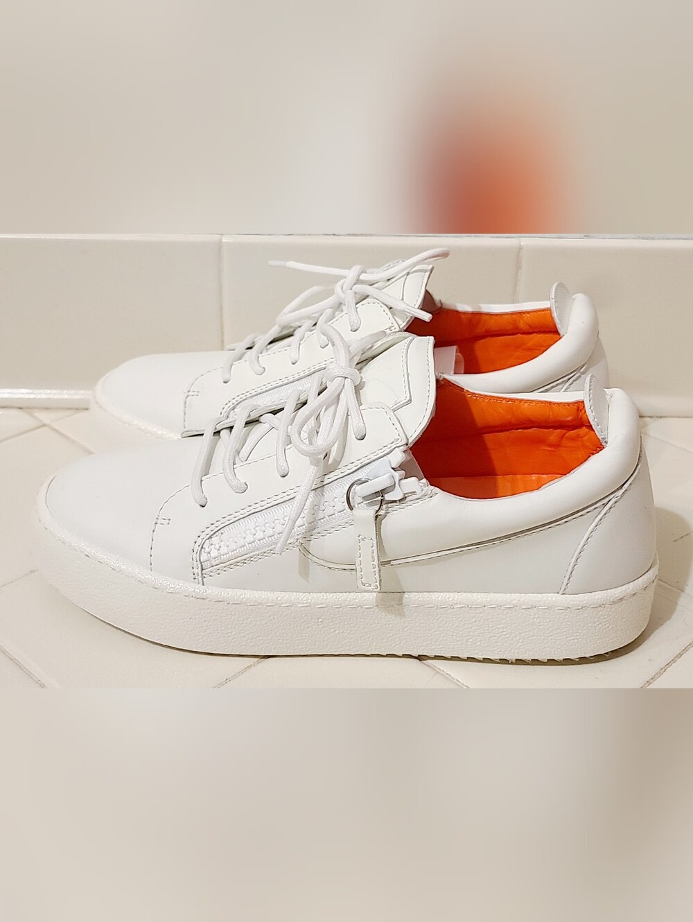 Giuseppe Zanotti White and Orange Frankie Women's Size 7 / EU 37